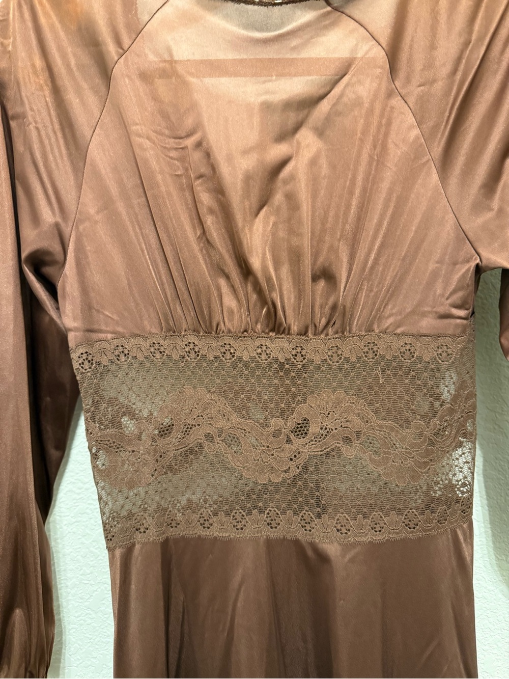 Vintage 1970 Chloé inspired Chocolate Brown Nylon Maxi Dress - Picture 3 of 7